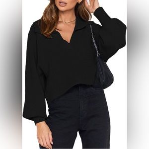 NWOT Crop Pullover Sweater V Neck